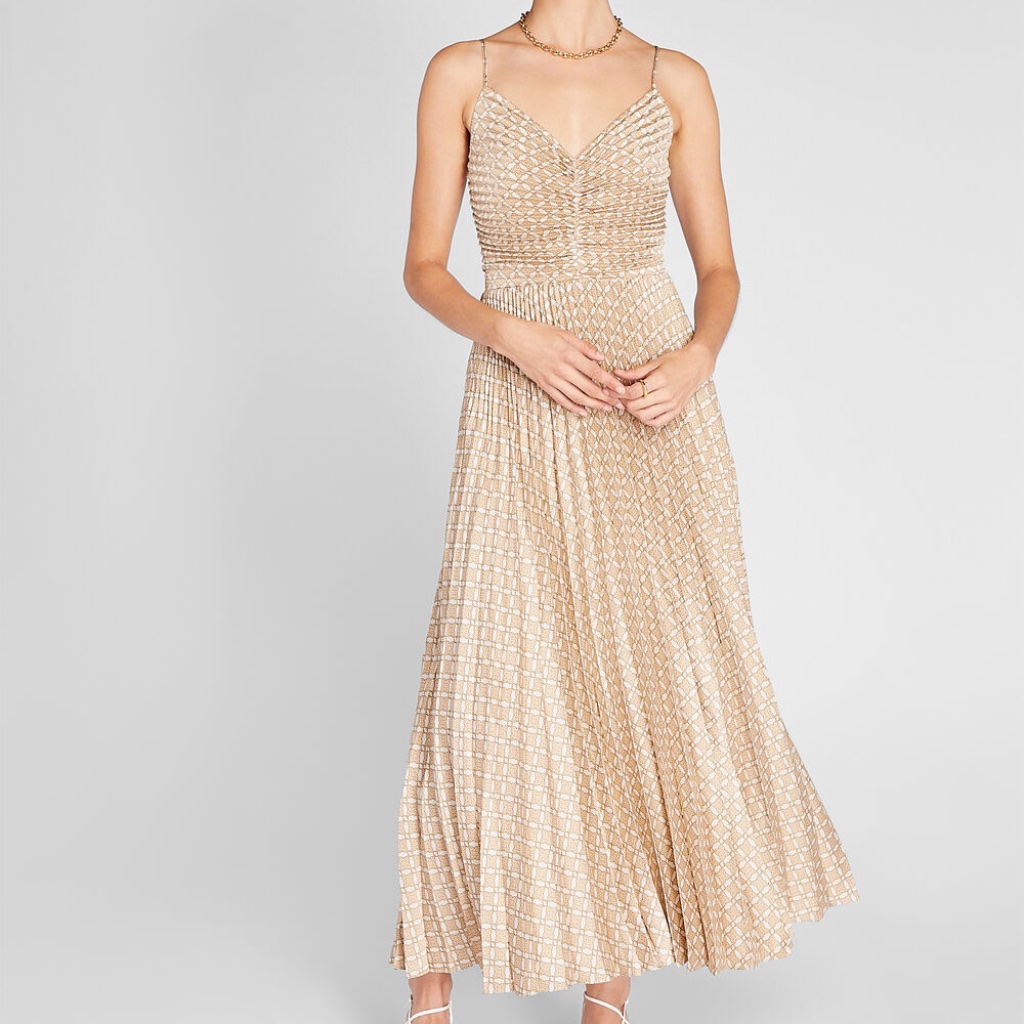 Sleeveless Pleated Midi Dress - Brand New - Never Worn - Multi Medallion Print